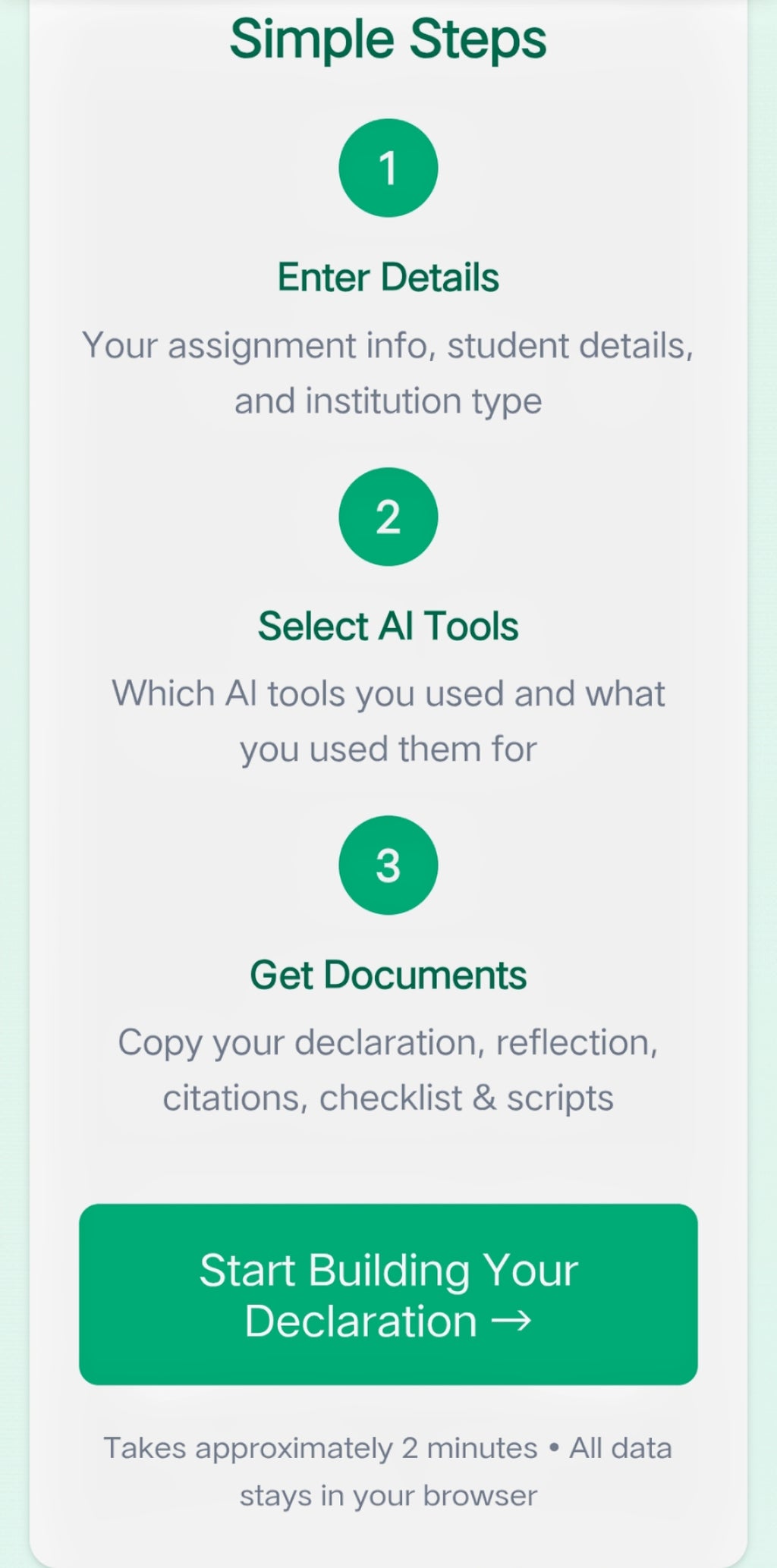 AI Transparency Pack V1.0 Declaration assistant for Students