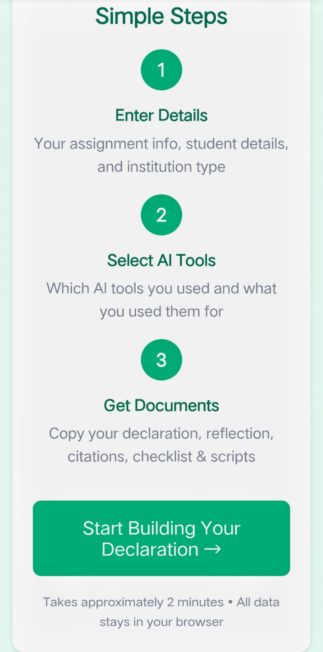 AI Transparency Pack V1.0 Declaration assistant for Students