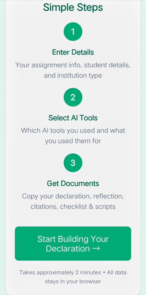 AI Transparency Pack V1.0 Declaration assistant for Students
