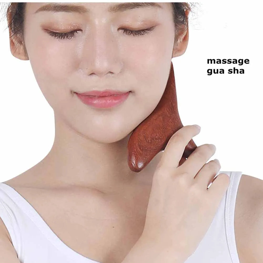 NNEOBA 2Pcs Wood Therapy Gua Sha Massage Tool Brown