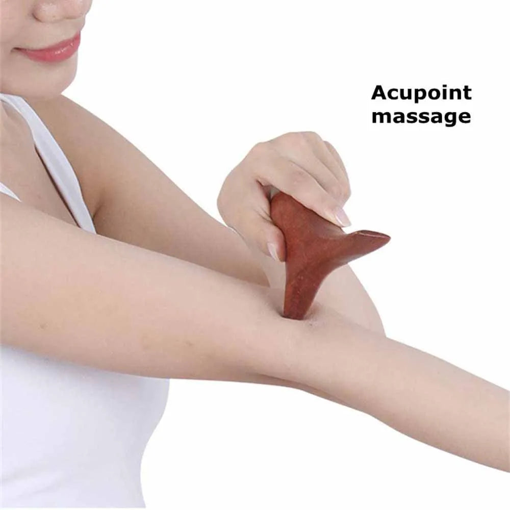 NNEOBA 2Pcs Wood Therapy Gua Sha Massage Tool Brown