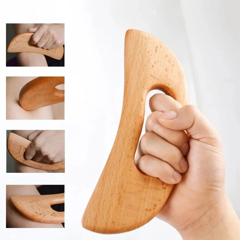 NNEOBA 2pcs Wooden Gua Sha Scraping Massage Tool Beech Wood Natural