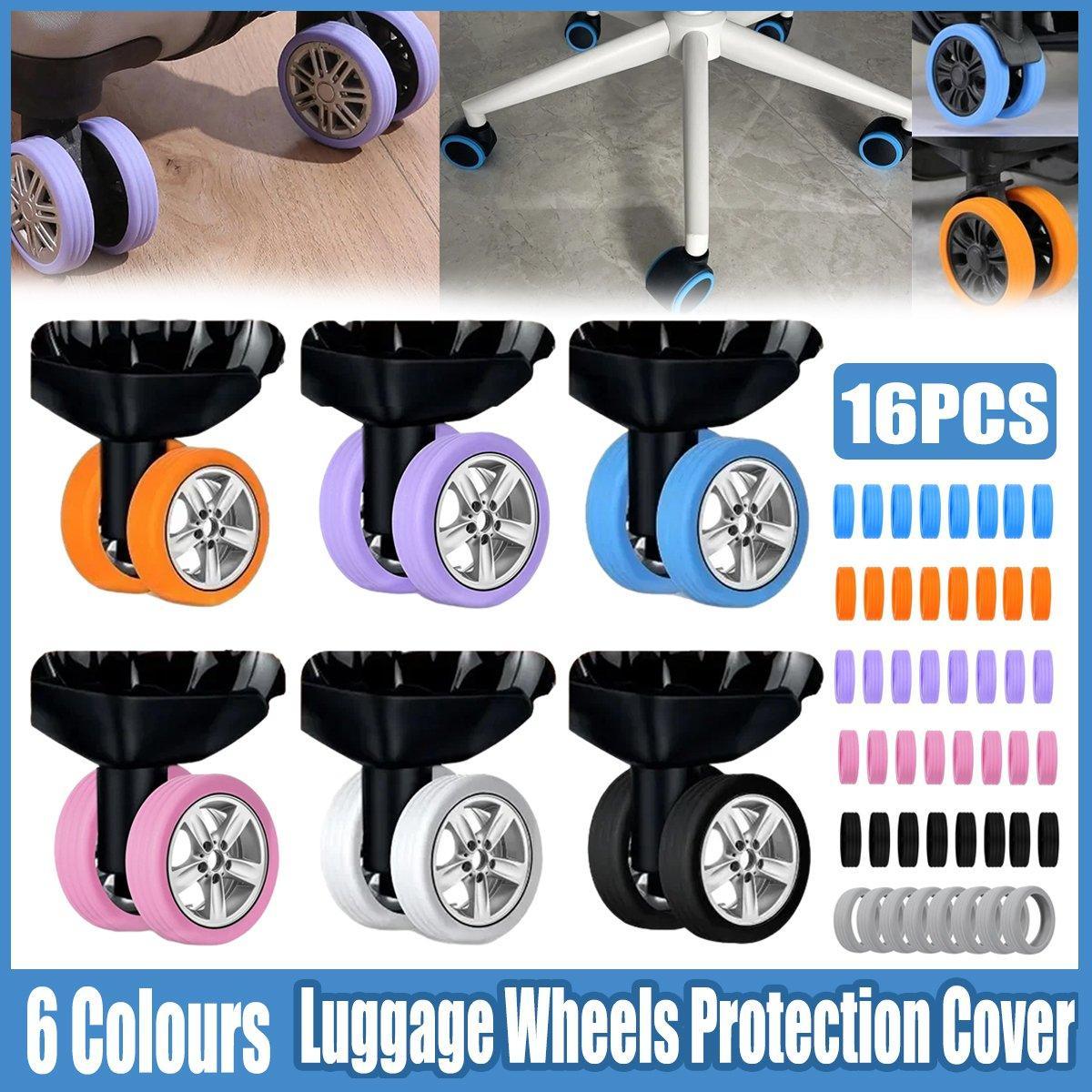 16PCS Silicone Luggage Wheels Cover Caster Shoes Wheel Protector for Luggage