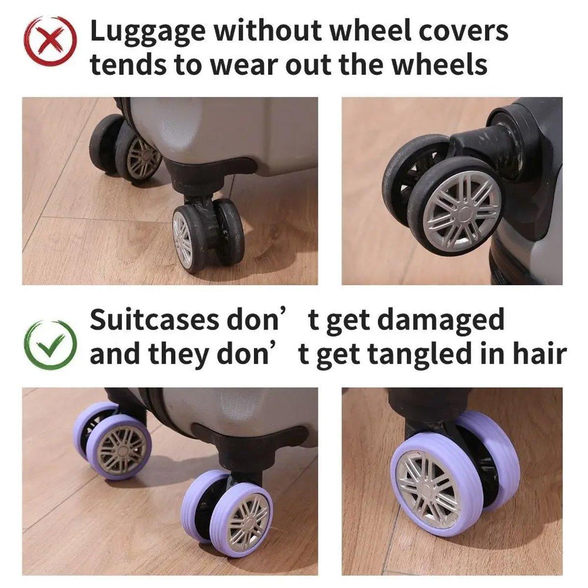 16PCS Silicone Luggage Wheels Cover Caster Shoes Wheel Protector for Luggage
